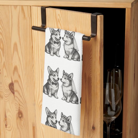 白黒ヴィンテージコお洒落ルギ結婚ズ キッチンタオル (三つ折り)