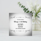 白黒ヴィンテージゴシック誕生日写真 招待状 (スタンド正面)