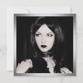 白黒ヴィンテージゴシック誕生日写真 招待状 (裏面)