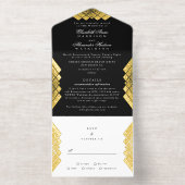 白黒ヴィンテージゴールドフォイルギャツビー結婚ズ オールインワン招待状 (内側)
