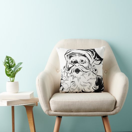 白黒ヴィンテージサンタクリスマスピロー クッション (椅子)