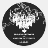 白黒ヴィンテージシャンデリア結婚ズ ラウンドシール (正面)