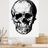 白黒ヴィンテージスカルイラストレーション ポスター (キッチン)