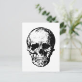 白黒ヴィンテージスカルイラストレーション ポストカード (スタンド正面)