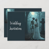 白黒ヴィンテージスケルトンゴシックウェディング招待 招待状 (正面/裏面)