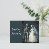 白黒ヴィンテージスケルトンゴシックウェディング招待 招待状 (スタンド正面)