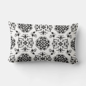 白黒ヴィンテージスタイルフローラダマスク ランバークッション (裏面)