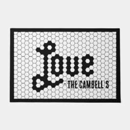 白黒ヴィンテージタイルデザインカスタムファミリー ドアマット