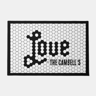 白黒ヴィンテージタイルデザインカスタムファミリー ドアマット