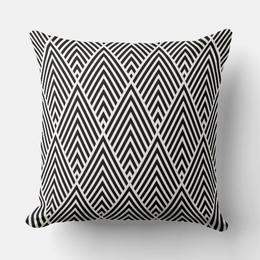 白黒ヴィンテージダイヤモンドパターン クッション (正面)