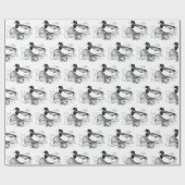 白黒ヴィンテージダックスパーティーラップ ラッピングペーパー (フラット)