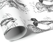 白黒ヴィンテージダックスパーティーラップ ラッピングペーパー (ロールコーナー)