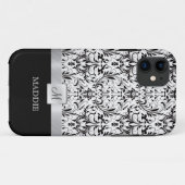 白黒ヴィンテージダマスクとモノグラム Case-Mate iPhoneケース (裏面(横))