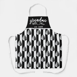 白黒ヴィンテージダマスクストライプおばあちゃんエスト エプロン