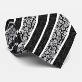 白黒ヴィンテージダマスクストライプ ネクタイ (ロール)