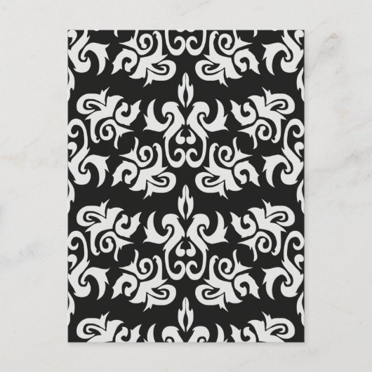 白黒ヴィンテージダマスクデザイン ポストカード (正面)