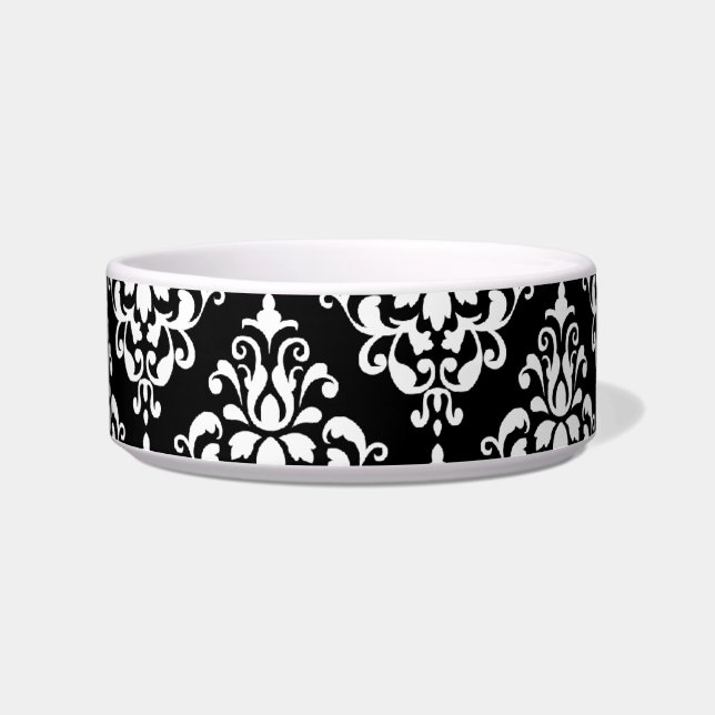 白黒ヴィンテージダマスクパターン1 ボウル (正面)