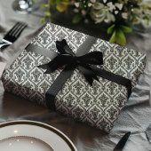 白黒ヴィンテージダマスクパターン ラッピングペーパー