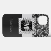 白黒ヴィンテージダマスクパーソナライズされた Case-Mate iPhoneケース (裏面 (横))