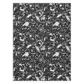 白黒ヴィンテージダマスク生地パターン テーブルクロス (正面)