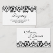 白黒ヴィンテージダマスコウェディングレジストリカード エンクロージャーカード (正面/裏面)