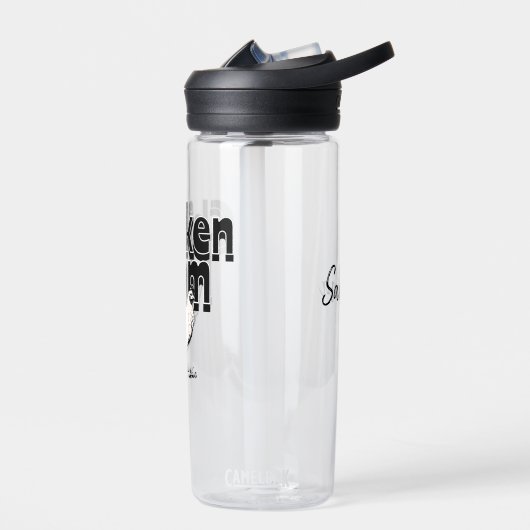 白黒ヴィンテージチキンママパーソナライズされた ウォーターボトル (左面)