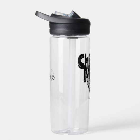 白黒ヴィンテージチキンママパーソナライズされた ウォーターボトル (右面)