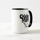 白黒ヴィンテージチキンママ マグカップ (正面右)