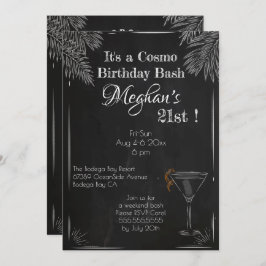 白黒ヴィンテージチョーク21stコスモ誕生日Bash 招待状