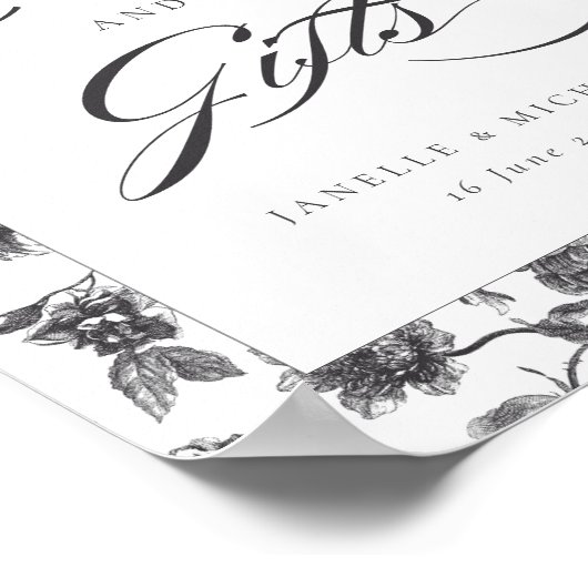 白黒ヴィンテージトイレカードとギフト結婚ズ ポスター (角)