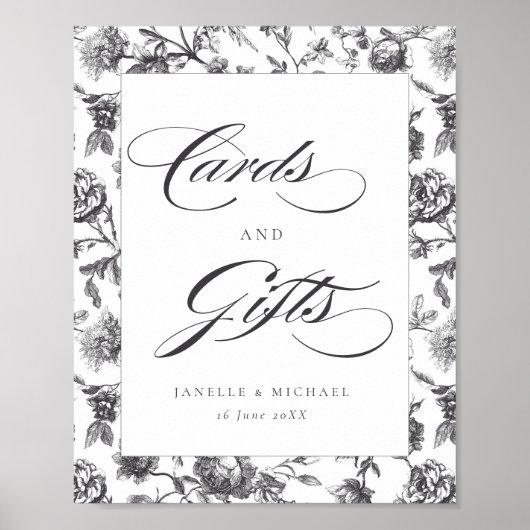 白黒ヴィンテージトイレカードとギフト結婚ズ ポスター (正面)