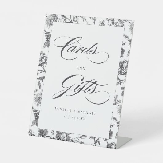 白黒ヴィンテージトイレカードとギフト結婚ズ 台座サイン (正面)