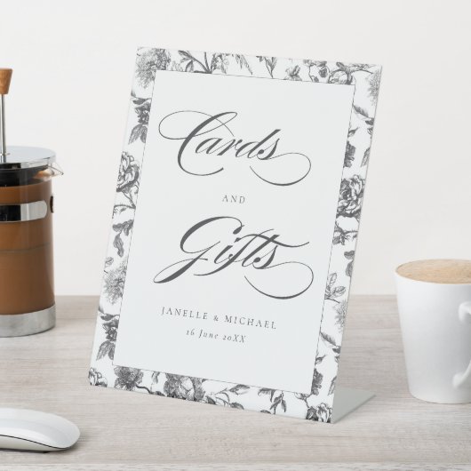 白黒ヴィンテージトイレカードとギフト結婚ズ 台座サイン (インサイチュ)