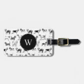 白黒ヴィンテージドッグパターンモノグラム ラゲッジタグ (正面横)