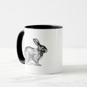 白黒ヴィンテージバニーラビットコーヒーマグ マグカップ (正面左)