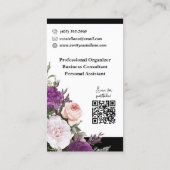 白黒ヴィンテージバラのフローラシンプルパーソナル 名刺 (裏面)