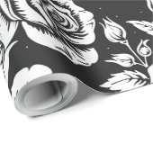 白黒ヴィンテージバラパターン ラッピングペーパー (ロールコーナー)