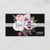 白黒ヴィンテージバラフローラ美しいスタイリスト 名刺 (正面)