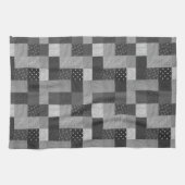 白黒ヴィンテージパッチワークの正方形 キッチンタオル (横)