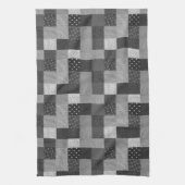 白黒ヴィンテージパッチワークの正方形 キッチンタオル (縦)