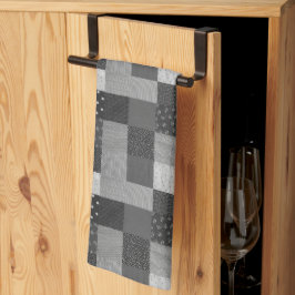 白黒ヴィンテージパッチワークの正方形 キッチンタオル