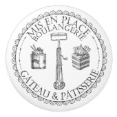 白黒ヴィンテージパテフランスのスリーベーカリー セラミックノブ (正面)