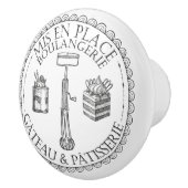 白黒ヴィンテージパテフランスのスリーベーカリー セラミックノブ (右)