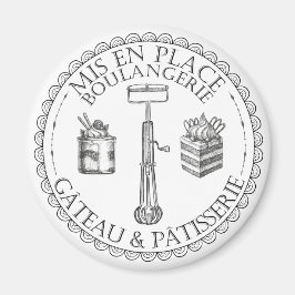 白黒ヴィンテージパテフランスのスリーベーカリー マグネット