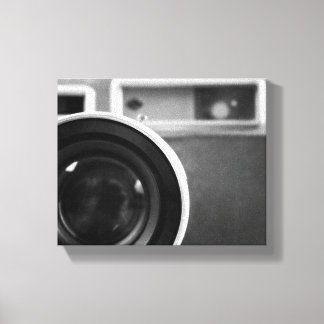 白黒ヴィンテージフィルムカメラオフセット8x10 キャンバスプリント
