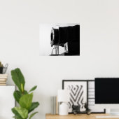 白黒ヴィンテージフィルムカメラベローズ16x20 ポスター (ホームオフィス)