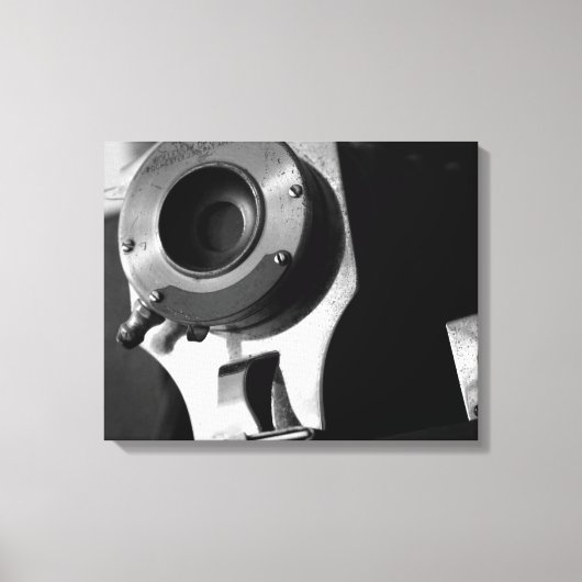 白黒ヴィンテージフィルムカメラレンズ16x20 キャンバスプリント (正面)
