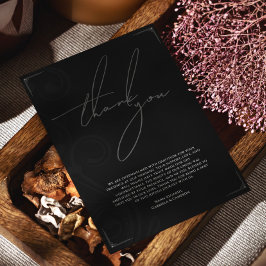 白黒ヴィンテージフォーマル結婚式 サンキューカード