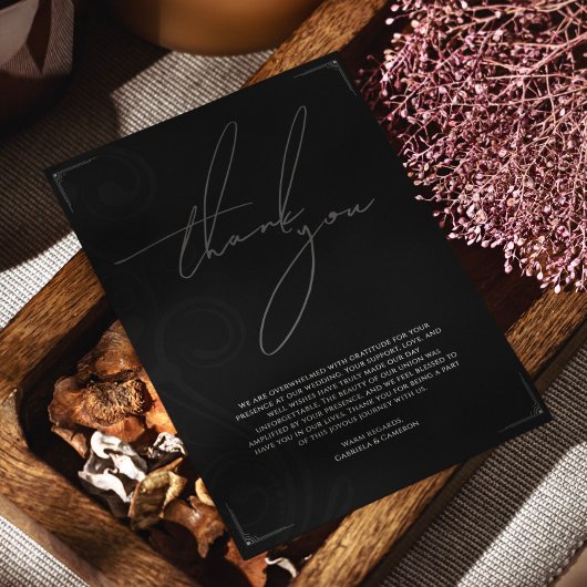 白黒ヴィンテージフォーマル結婚式 サンキューカード