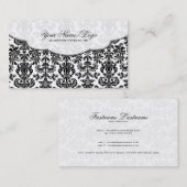 白黒ヴィンテージフローラのパターン4 名刺 (正面/裏面)